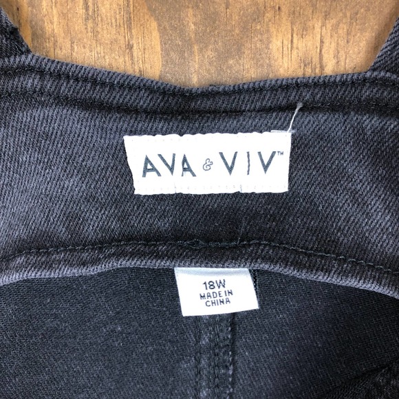 Ava & Viv Black Overalls Adjustable Straps Side Zip Stretch Size 18W NEW - Picture 9 of 15